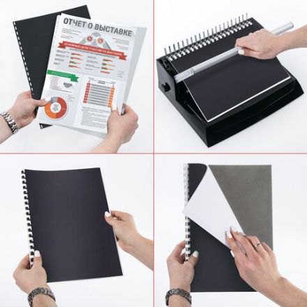 Обложки пластиковые для переплета, А4, КОМПЛЕКТ 100 шт., 300 мкм, черные, BRAUBERG, 530940 Обложки пластиковые для переплета, А4, КОМПЛЕКТ 100 шт., 300 мкм, черные, BRAUBERG, 530940