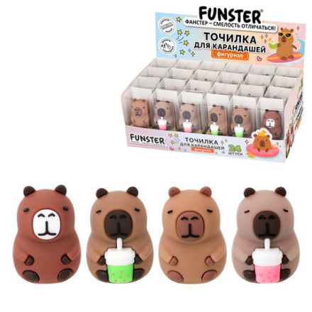 Точилка фигурная FUNSTER (ФАНСТЕР) "Капибара", 1 отверстие, ассорти, в дисплее, 274059 Точилка фигурная FUNSTER (ФАНСТЕР) "Капибара", 1 отверстие, ассорти, в дисплее, 274059