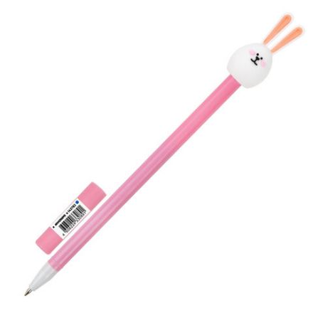 Ручка с топпером шариковая ЮНЛАНДИЯ "Ушастый зайка", корпус ассорти, СИНЯЯ, пишущий узел 0,7 мм, 143782 Ручка с топпером шариковая ЮНЛАНДИЯ "Ушастый зайка", корпус ассорти, СИНЯЯ, пишущий узел 0,7 мм, 143782