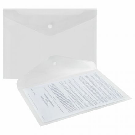 Папка-конверт с кнопкой BRAUBERG "SUPER", А4, прозрачная, ПРОЧНАЯ 0,2 мм, 272876