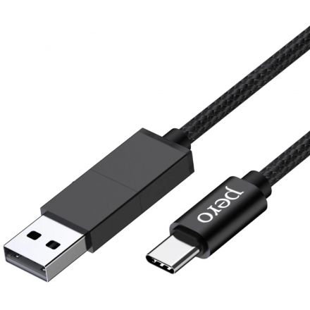 Кабель USB PERO DC-07 UNIVERSAL 2 in 1, USB-A + PD  to Type-C, 1m, Black