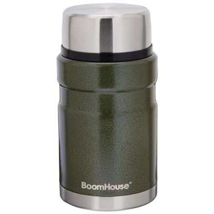 Термос 0,7 л для еды/напитков с широким горлом, BOOMHOUSE (БУМХАУС) RIBBED, нержавеющая сталь SUS304, оливковый, 700321