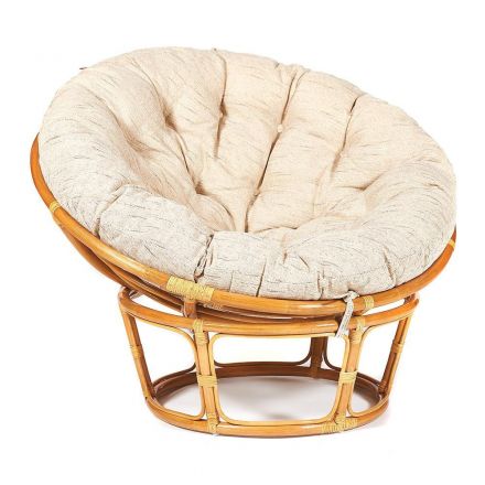 Кресло Папасан/Papasan (23/01 W) /с подушкой и ремешками/ диаметр подушки 129см, 115х101х104см, медовый, ткань старт