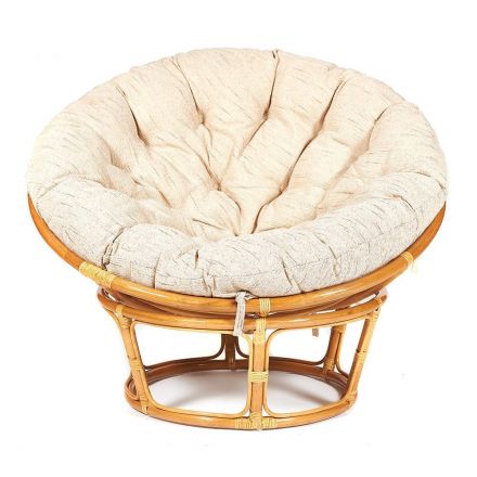 Кресло Папасан/Papasan (23/01 W) /с подушкой и ремешками/ диаметр подушки 129см, 115х101х104см, медовый, ткань старт
