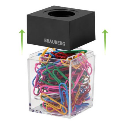 Скрепочница магнитная BRAUBERG со 100 цветными скрепками 28 мм, прозрачный корпус, 228401 Скрепочница магнитная BRAUBERG со 100 цветными скрепками 28 мм, прозрачный корпус, 228401