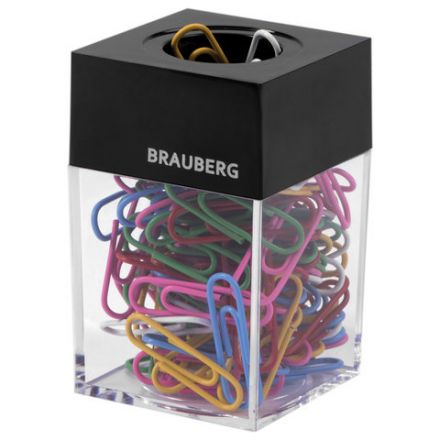 Скрепочница магнитная BRAUBERG со 100 цветными скрепками 28 мм, прозрачный корпус, 228401 Скрепочница магнитная BRAUBERG со 100 цветными скрепками 28 мм, прозрачный корпус, 228401