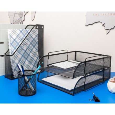 Лоток для бумаг горизонтальный Attache (надстраиваемый, металлическая сетка, высота 83 мм, черный) Лоток для бумаг горизонтальный Attache (надстраиваемый, металлическая сетка, высота 83 мм, черный)