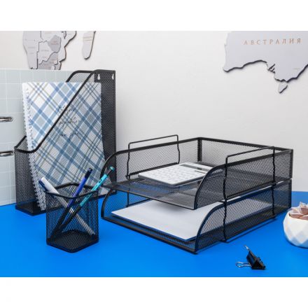 Лоток для бумаг горизонтальный Attache (надстраиваемый, металлическая сетка, высота 83 мм, черный) Лоток для бумаг горизонтальный Attache (надстраиваемый, металлическая сетка, высота 83 мм, черный)