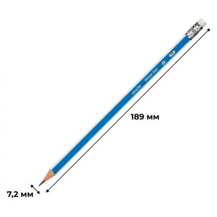 Карандаш чернографитный Attache, трехгранный, с ласт, синий/белый