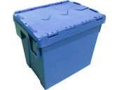Ящик 400х300х356 сплошной, с крышкой  синий