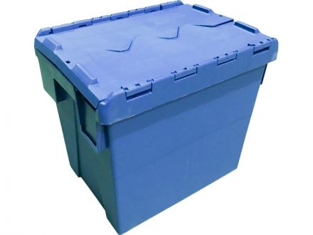 Ящик 400х300х356 сплошной, с крышкой  синий