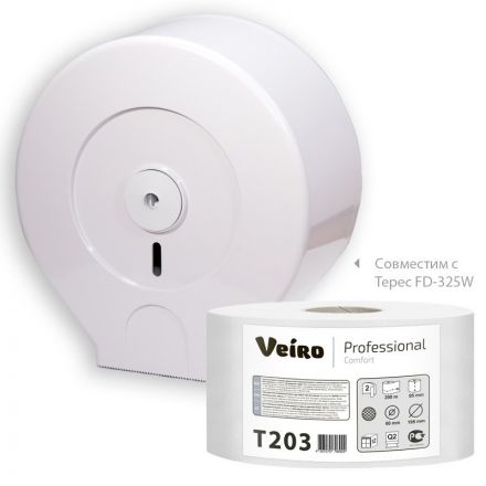 Бумага туалетная д/дисп Veiro Q2 Comf 2сл бел вторич 200м 12рул/уп T203