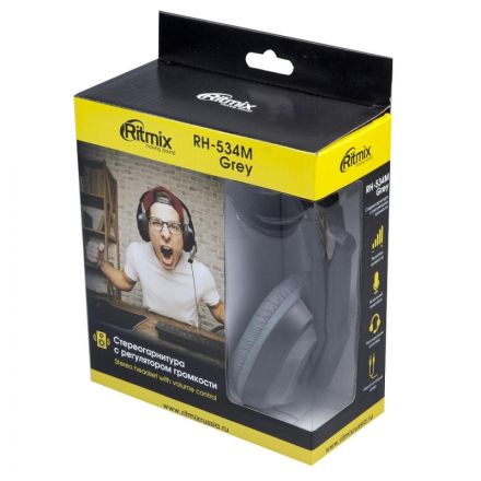 Гарнитура RITMIX RH-534M Gray Компьютерная 3,5 мм TRS (15119392) Гарнитура RITMIX RH-534M Gray Компьютерная 3,5 мм TRS (15119392)