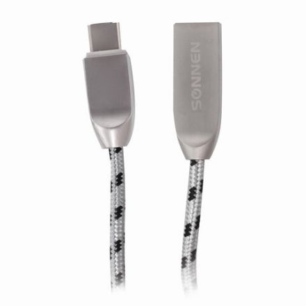 Кабель USB 2.0 – Type-C, 1 м, SONNEN Premium, медь, передача данных и быстрая зарядка, 513127