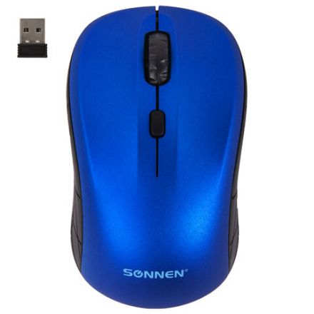Мышь беспроводная SONNEN V-111, USB, 800/1200/1600 dpi, 4 кнопки, оптическая, синяя, 513519 Мышь беспроводная SONNEN V-111, USB, 800/1200/1600 dpi, 4 кнопки, оптическая, синяя, 513519