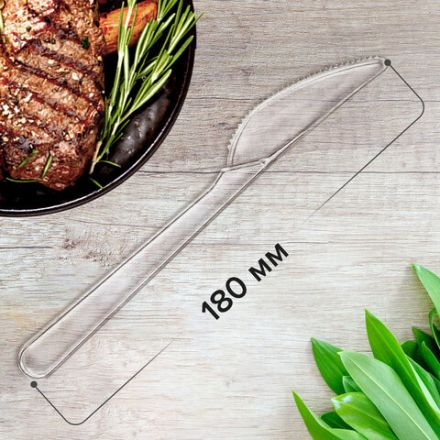 Нож одноразовый пластиковый 180 мм, прозрачный, КОМПЛЕКТ 50 шт., ЭТАЛОН, WELDAY (ВЭЛДЭЙ), 607843