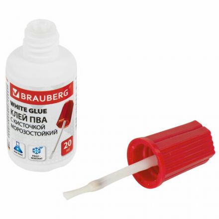 Клей ПВА BRAUBERG, 20 г, с кисточкой, морозостойкий, 222875 Клей ПВА BRAUBERG, 20 г, с кисточкой, морозостойкий, 222875