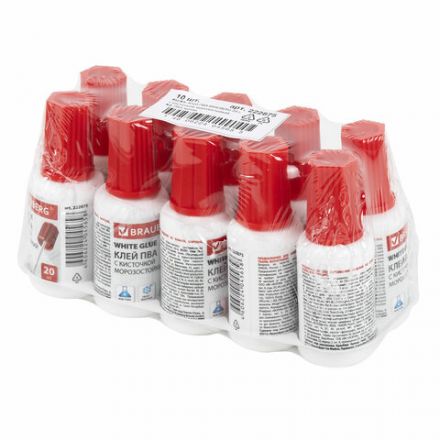 Клей ПВА BRAUBERG, 20 г, с кисточкой, морозостойкий, 222875 Клей ПВА BRAUBERG, 20 г, с кисточкой, морозостойкий, 222875