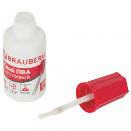 Клей ПВА BRAUBERG, 20 г, с кисточкой, морозостойкий, 222875 Клей ПВА BRAUBERG, 20 г, с кисточкой, морозостойкий, 222875