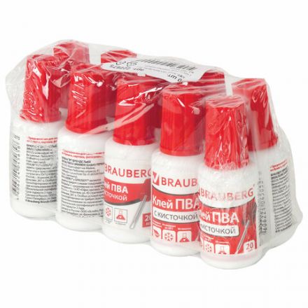 Клей ПВА BRAUBERG, 20 г, с кисточкой, морозостойкий, 222875 Клей ПВА BRAUBERG, 20 г, с кисточкой, морозостойкий, 222875