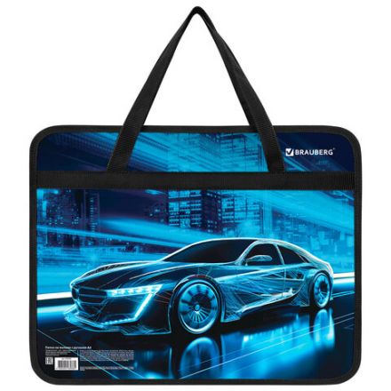 Папка на молнии с ручками BRAUBERG А4, 1 отделение, пластик, 80 мм, "Night driver", 272169 Папка на молнии с ручками BRAUBERG А4, 1 отделение, пластик, 80 мм, "Night driver", 272169