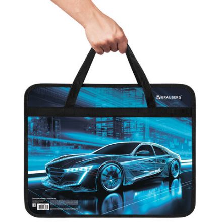 Папка на молнии с ручками BRAUBERG А4, 1 отделение, пластик, 80 мм, "Night driver", 272169 Папка на молнии с ручками BRAUBERG А4, 1 отделение, пластик, 80 мм, "Night driver", 272169