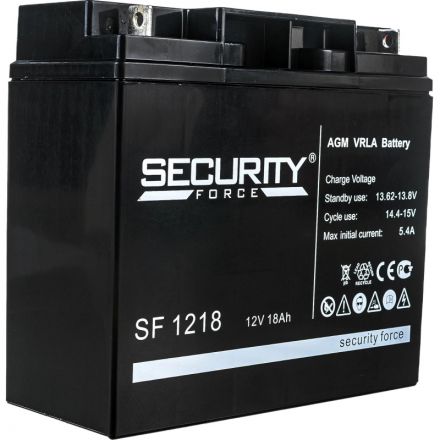 Батарея для ИБП Security Force SF 1218 12В/18, болт М5 (182x76x167мм) Батарея для ИБП Security Force SF 1218 12В/18, болт М5 (182x76x167мм)