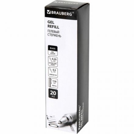 Стержень гелевый BRAUBERG 110 мм, ЧЕРНЫЙ, узел 0,5 мм, линия письма 0,35 мм, 170173 Стержень гелевый BRAUBERG 110 мм, ЧЕРНЫЙ, узел 0,5 мм, линия письма 0,35 мм, 170173