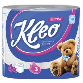 Бумага туалетная бытовая KLEO Ultra, 3-х слойная, спайка (4 шт. х 18 м), C86