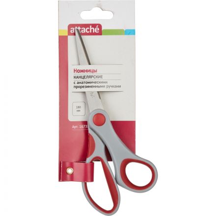 Ножницы Attache 180 мм с пластиковыми прорезиненными анатомическими ручками Ножницы Attache 180 мм с пластиковыми прорезиненными анатомическими ручками