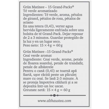 Чай пакетированный Althaus Grun Matinee Grand Pack зеленый, 15x4г