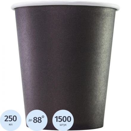 Стакан одноразовый бум 1-сл. d-80мм 250мл черный КОМУС 1500шт/кор Стакан одноразовый бум 1-сл. d-80мм 250мл черный КОМУС 1500шт/кор