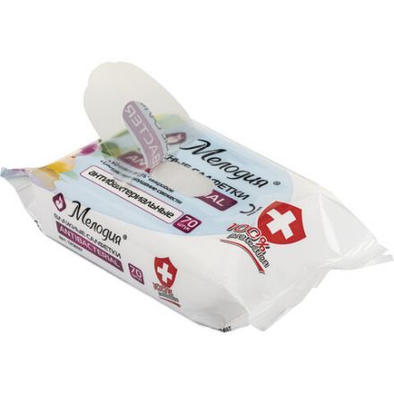 Салфетки влажные 70 шт., АНТИБАКТЕРИАЛЬНЫЕ, МЕЛОДИЯ, 129897 Салфетки влажные 70 шт., АНТИБАКТЕРИАЛЬНЫЕ, МЕЛОДИЯ, 129897