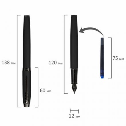 Ручка перьевая PARKER "IM Achromatic Black BT", черный матовый, нержавеющая сталь, синяя, 2127741 Ручка перьевая PARKER "IM Achromatic Black BT", черный матовый, нержавеющая сталь, синяя, 2127741