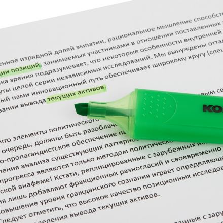 Маркер текстовыделитель Kores BRIGHT LINER PLUS, скош нак, 0.5-5 ммзелен Маркер текстовыделитель Kores BRIGHT LINER PLUS, скош нак, 0.5-5 ммзелен