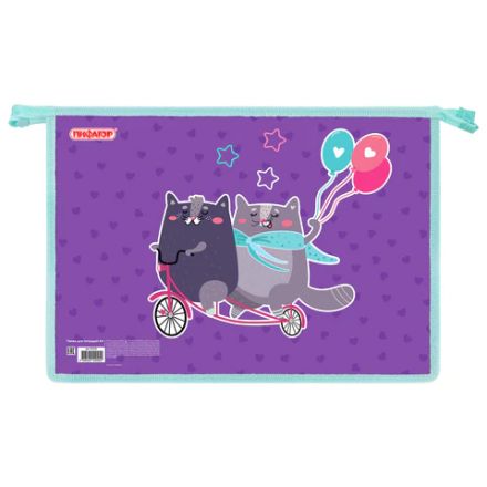 Папка для тетрадей ПИФАГОР А4, 1 отделение, картон/пластик, на молнии, "Bike cats", 272125 Папка для тетрадей ПИФАГОР А4, 1 отделение, картон/пластик, на молнии, "Bike cats", 272125