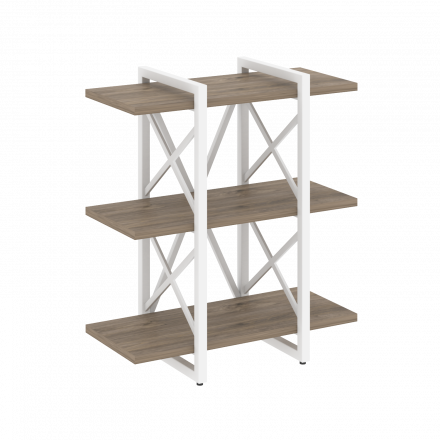 Loft Стеллаж на регулируемых опорах-3 полки VR.L-MST.O-3.4V Тиквуд тёмный/Белый металл 800*400*910