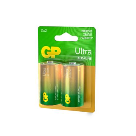 Батарейки КОМПЛЕКТ 2 шт., GP Ultra G-Tech, D (LR20, 13А), алкалиновые, блистер, 13AU-CR2