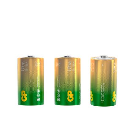 Батарейки КОМПЛЕКТ 2 шт., GP Ultra G-Tech, D (LR20, 13А), алкалиновые, блистер, 13AU-CR2
