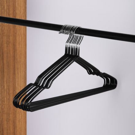 Вешалки-плечики для одежды, размер 48-50, металл, антискользящие, КОМПЛЕКТ 10 шт., черные, BRABIX PREMIUM, 608467 Вешалки-плечики для одежды, размер 48-50, металл, антискользящие, КОМПЛЕКТ 10 шт., черные, BRABIX PREMIUM, 608467