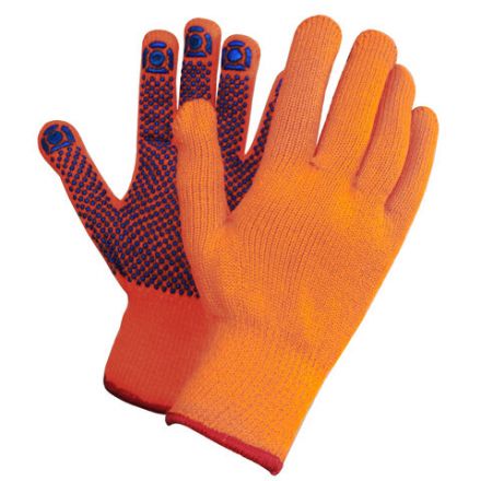 Перчатки акриловые РУБИФРОСТ ЗИМНИЕ 1 пара, 10 класс, 50-56 г, размер 9, ПВХ ТОЧКА, утепленные с начесом внутри, СВС, ac31pd оранж