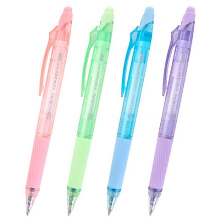 Ручки гелевые стираемые автоматические BRAUBERG "X-ERASE RT PASTEL COLOR", СИНИЕ, НАБОР 4 ШТ., пишущий узел 0,7 мм, линия 0,5 мм, 144426 Ручки гелевые стираемые автоматические BRAUBERG "X-ERASE RT PASTEL COLOR", СИНИЕ, НАБОР 4 ШТ., пишущий узел 0,7 мм, линия 0,5 мм, 144426