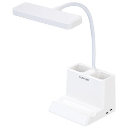 Настольная лампа светильник беспроводная SONNEN PT-302, органайзер, USB, LED, 3 Вт, 3 режима, 238783