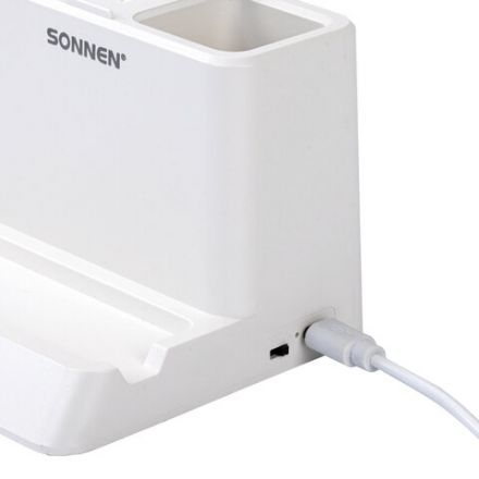 Настольная лампа светильник беспроводная SONNEN PT-302, органайзер, USB, LED, 3 Вт, 3 режима, 238783