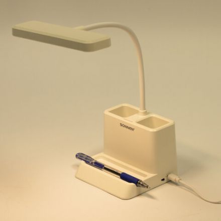 Настольная лампа светильник беспроводная SONNEN PT-302, органайзер, USB, LED, 3 Вт, 3 режима, 238783