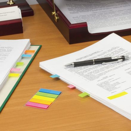 Закладки клейкие неоновые STAFF, 45х12 мм, 100 штук (5 цветов х 20 листов), на пластиковом основании, 129355 Закладки клейкие неоновые STAFF, 45х12 мм, 100 штук (5 цветов х 20 листов), на пластиковом основании, 129355