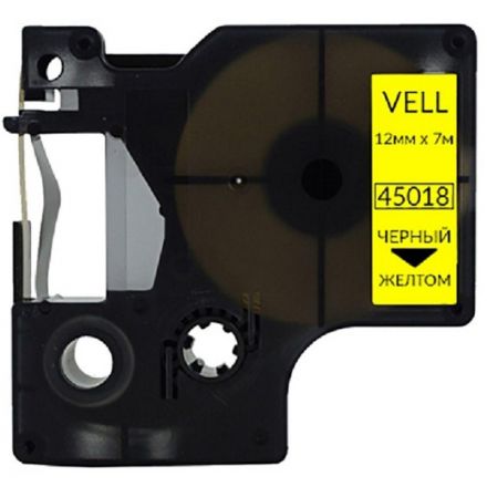 Картридж Vell VL-D-S0720580/45018 (12 мм, черн на желтом) для LM {vell45018 Картридж Vell VL-D-S0720580/45018 (12 мм, черн на желтом) для LM {vell45018