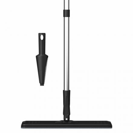 Швабра с отжимом и ведром 10л/7л двухкамерное, 2 насадки микрофибра, карманы с 2-х сторон, рукоятка 134-154см черный AltaMop L, LAIMA,609151