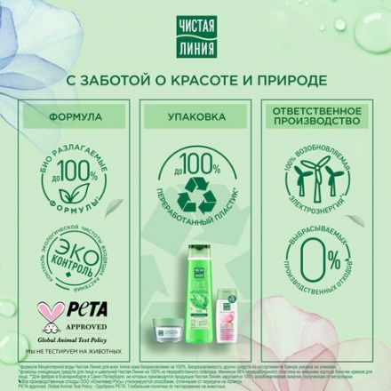 Шампунь для всех типов волос 400 мл, ЧИСТАЯ ЛИНИЯ "Экстракт крапивы", укрепляющий