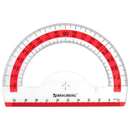 Транспортир 10 см BRAUBERG "FRESH ZONE", 180 градусов, пластик, прозрачный, красная шкала, 210760 Транспортир 10 см BRAUBERG "FRESH ZONE", 180 градусов, пластик, прозрачный, красная шкала, 210760